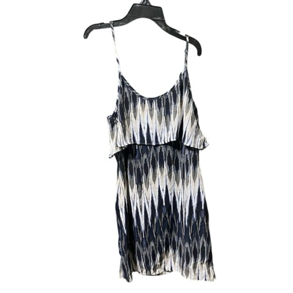 Chic Black & White Abstract Long TopMini Dress – Size 4